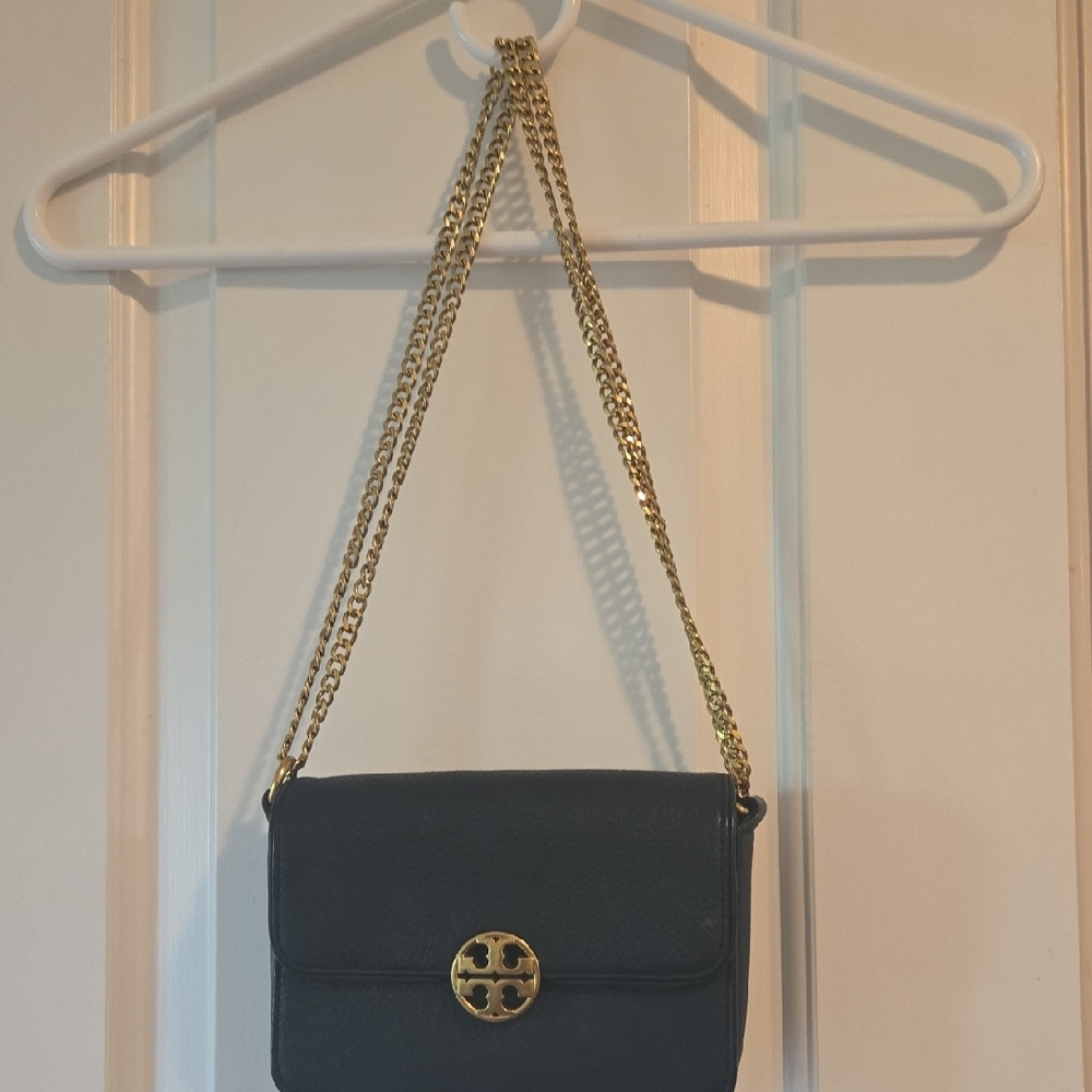 Tory Burch leather Black and Gold Crossbody Bag